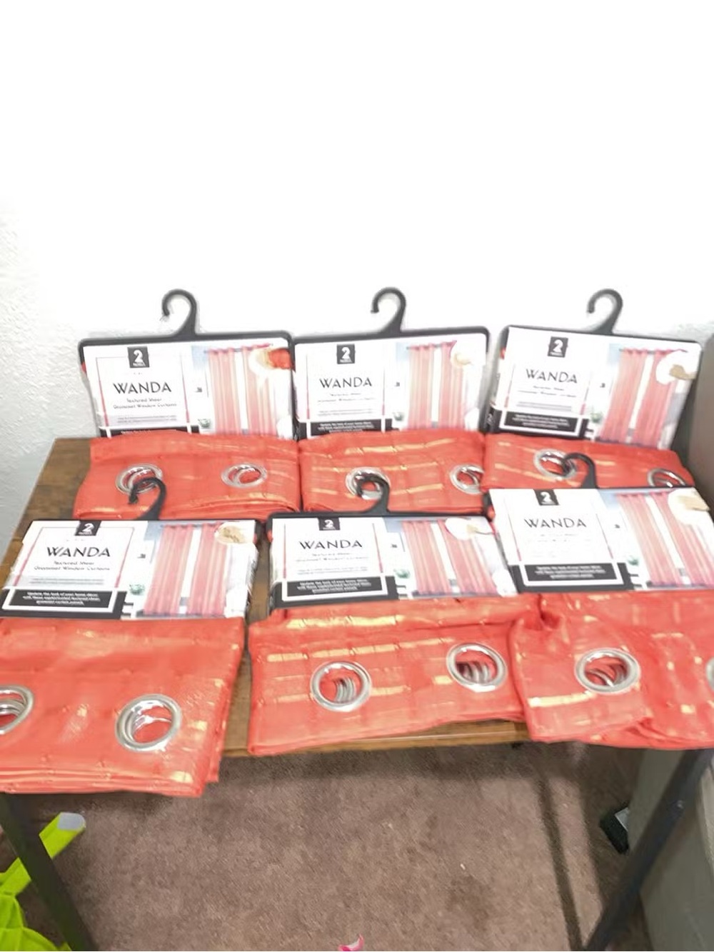 Wanda Orange Grommet Curtain Panels - Set of 8